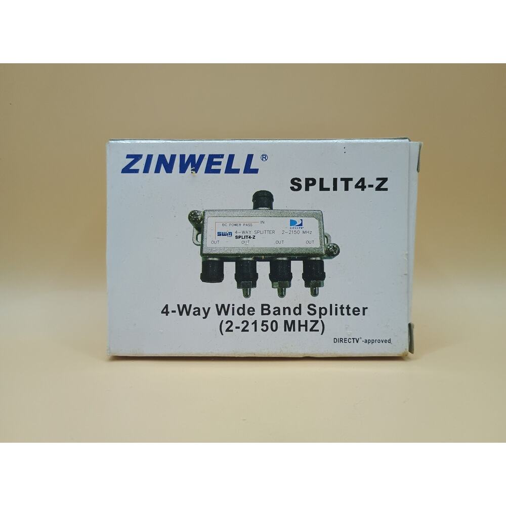 Zinwell 4-Way Wide Band Splitter 2-2150 MHz | Model SPLIT4-Z | DIRECTV SWiM Appr